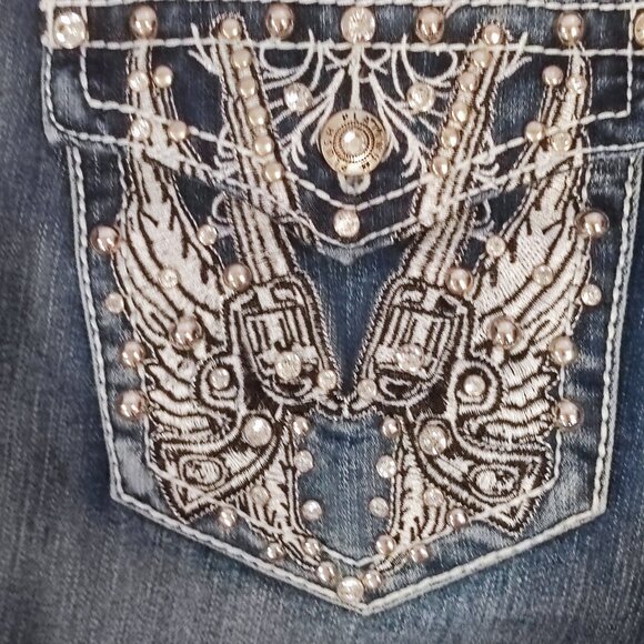 Platinum Plush jeans low rise straight leg darker blue women's size 21 - Picture 9 of 14